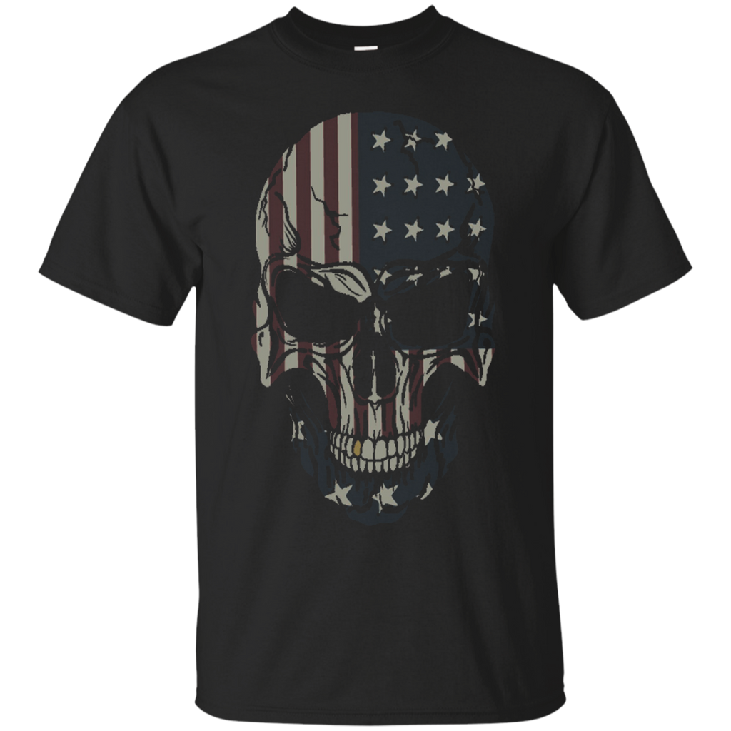 Skull isolated on black background.USA flag on it_Black