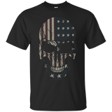 Skull isolated on black background.USA flag on it_Black