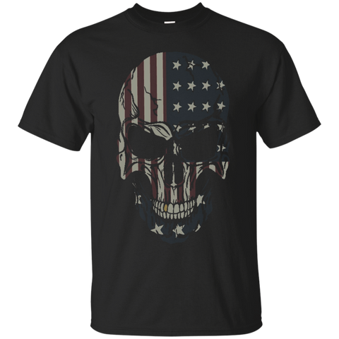 Skull isolated on black background.USA flag on it_Black