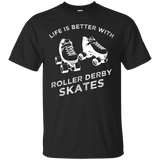 Roller Derby T-Shirt, Rolling Skate Rollerderby Skater Tee_Black