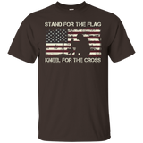 Grunge Stand For The Flag, Kneel For The Cross T Shirt_black