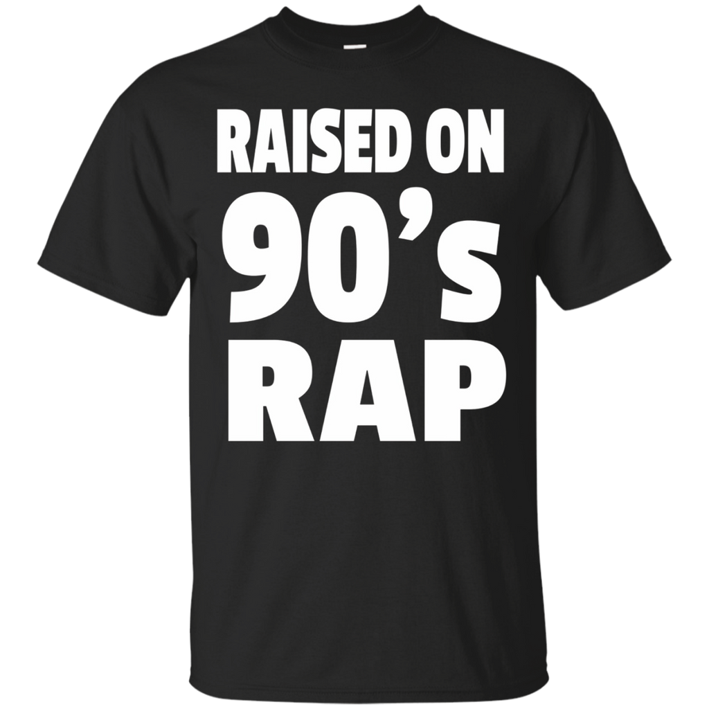 Raised On 90's Rap - 90's Hip Hop Tshirt_Black