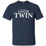 Here Comes The Good Twin T-shirt Funny Twin Tee, Funny Twins_black=