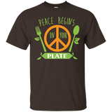 Peace Begins On Your Plate Vegan Vegetarian Gifts T-Shirt_Black