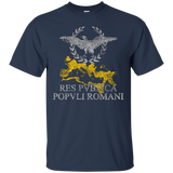 Roman Empire eagle, laurel, map Res Publica weathered tee_Black