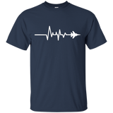 Military Fighter Jet Aircraft Heartbeat Gift T-Shirt_Black
