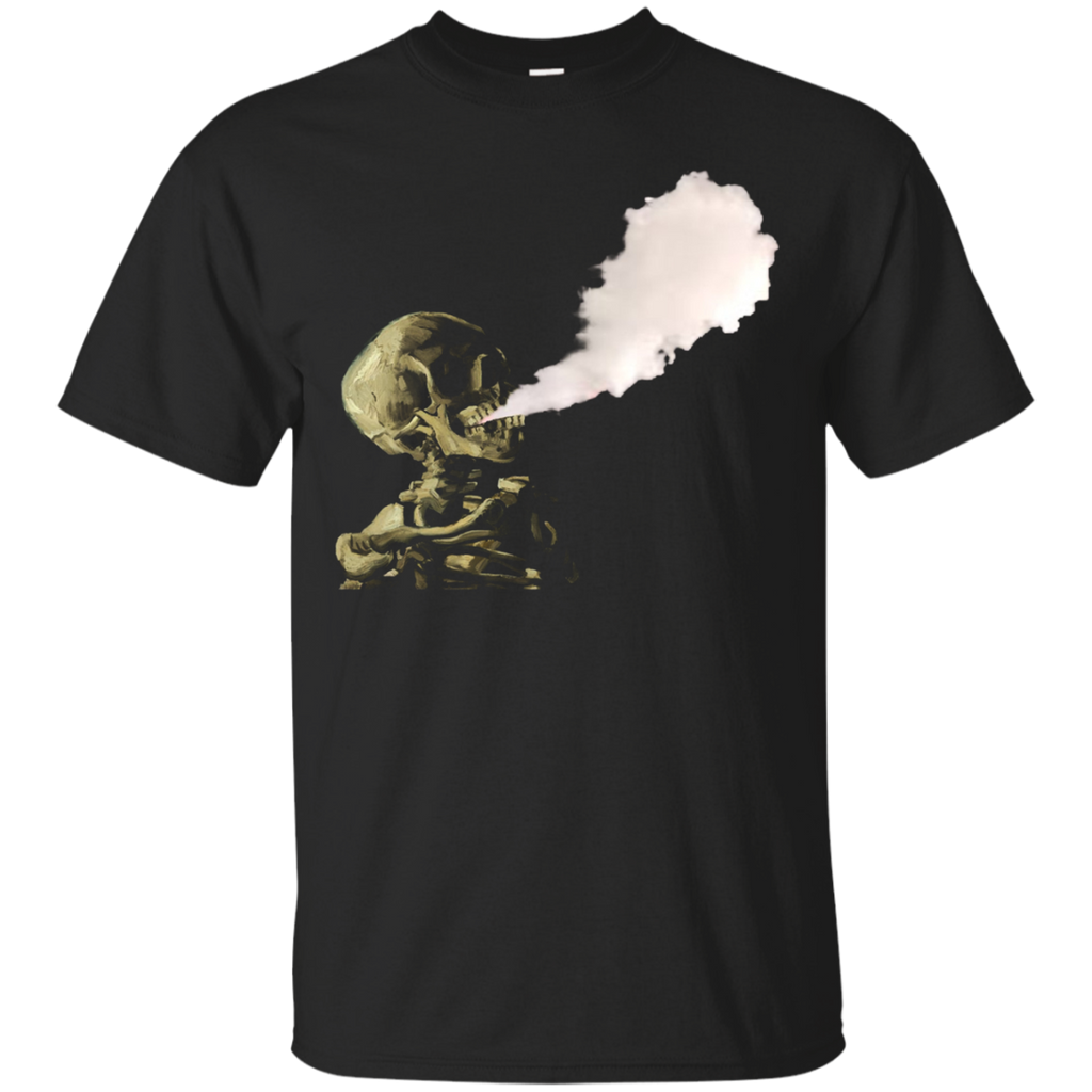 Skeleton blowing major vape cloud shirt_Black