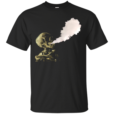 Skeleton blowing major vape cloud shirt_Black