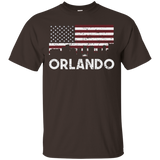 Orlando FL American Flag Skyline Distressed T-Shirt_Black
