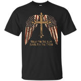 Distressed Tee Stand For The Flag Kneel For The Cross Tshirt_black