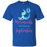 Mermaids Are Born in September Shirt Birthday Gift_Black