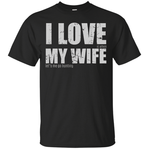 Mens I Love My Wife (hunting) Cotton T-shirt_black=