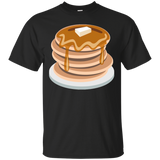 Pancake Emoji T-Shirt Syrup Butter Breakfast Waffles Plate_Black