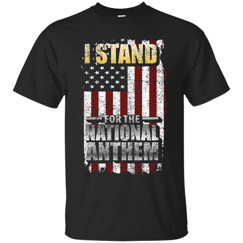 I Stand For The National Anthem T-shirt Usa Flag Distressed_black