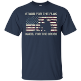 Grunge Stand For The Flag, Kneel For The Cross T Shirt_black