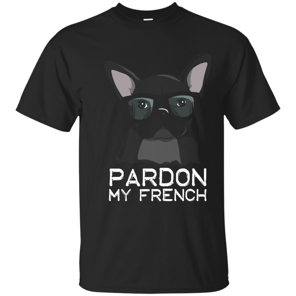 Pardon My French T-shirt Bulldog with Glasses Clever Dog_Navy