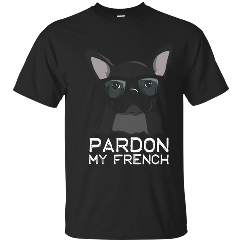 Pardon My French T-shirt Bulldog with Glasses Clever Dog_Navy