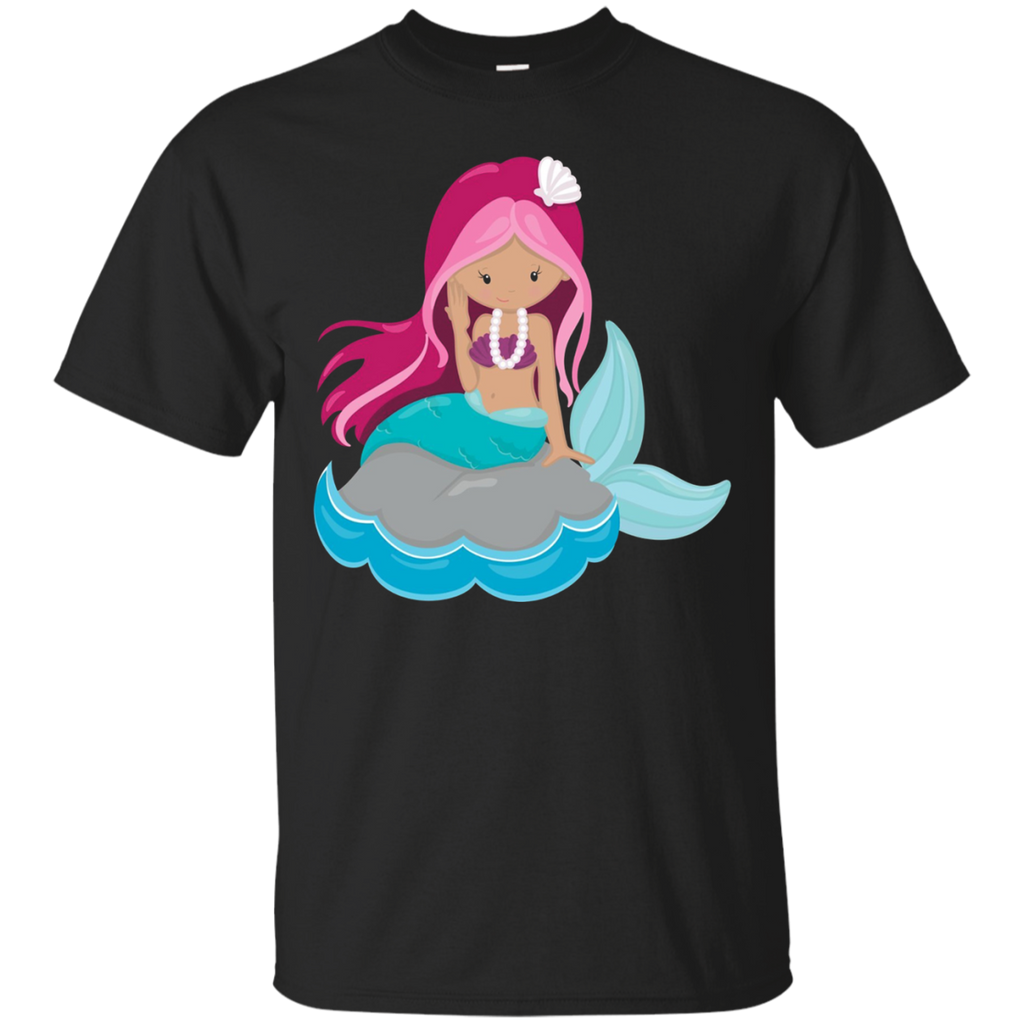 Cute Modern & Unique Mermaid & Pearls Art T-shirt & Gift_black