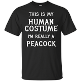 Peacock Halloween Costume Shirt Easy Funny Men Women Kids_Black