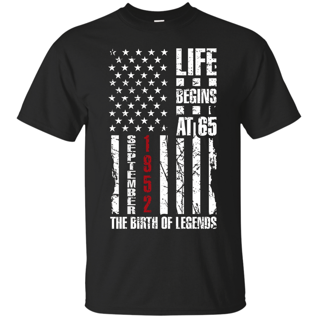 September 1952 65th Birthday 65 Years Old Gift T Shirt Flag_Black