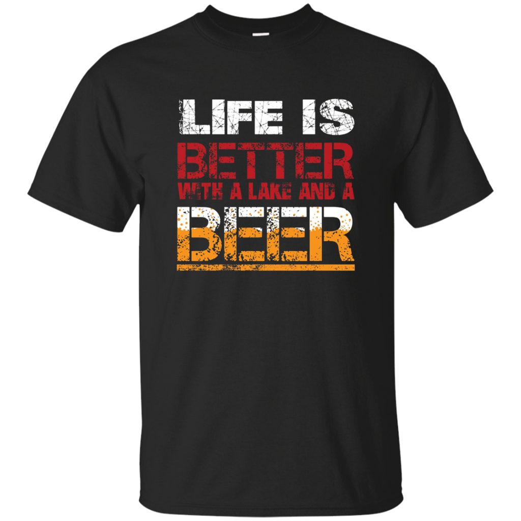 Life Is Better With Lake And Beer Distressed Lake Life Tee