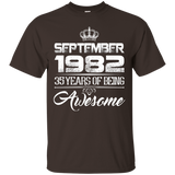 September 1982 35th Birthday Gifts 35 yrs old Bday T-shirt_Black