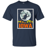 Retro IOWA Halloween Witch Eclipse Shirt Black Cat Broom_Navy