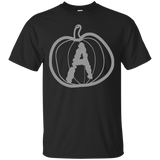 Letter A Pumpkin Name Initials Monogram T-shirt_black=