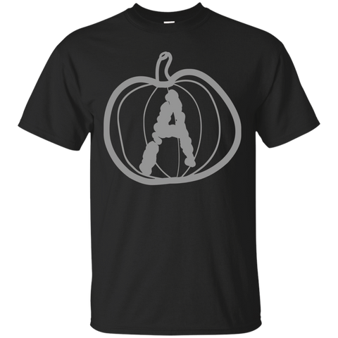 Letter A Pumpkin Name Initials Monogram T-shirt_black=