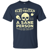 Mens Electrician T-shirt Funny Skull Graphic Tee Shirts Gift_black=