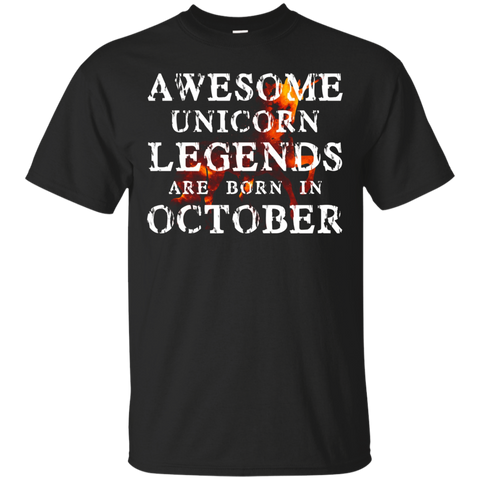 Unicorn Legends Born In October Birthday Shirt_black=