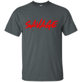 Savage Shirt Red Box Logo Graphic T-shirt Crew Neck Design_Black