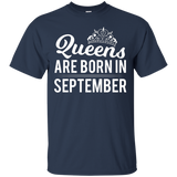 Queens Are Born in September - Cute Girly Fun Birthday Tee_Black