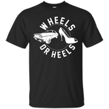 Wheels Or Heels Boy Or Girl Gender Reveal Pregnancy T-shirt_black=