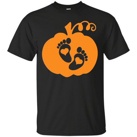 Womens Little Pumpkin Shirt Cute Halloween Pregnancy Announcement_Black