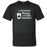 Stressed Blessed And Coffee Obsessed Black T-shirt Men Women_dark=