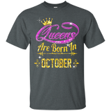 Queens Are Born In October t shirt_Black