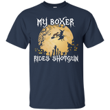 Halloween Costumes Boxer Dog Shirt - My Boxer Rides Shotgun_black=