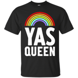 raimbow gay pride flag yas queen lgbt homo lesbian t shirts_Black