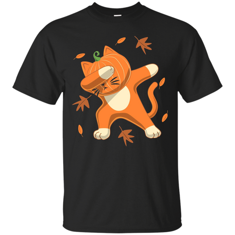 Dabbing Pumpkin Jack-o-lantern Cat Halloween Shirt_black