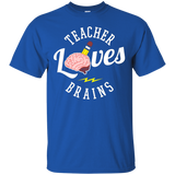 Funny Halloween Costume T-shirt Teacher Loves Brains Shirt_black=