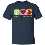 Peace Love Teach T-Shirt Teachers & Students Back to School_Black