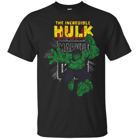 The Incredible Hulk Retro Comic Book Stamp Logo T-Shirt_Black