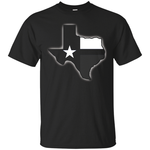 Thin blue line lone star of texas police support t shirt_Black