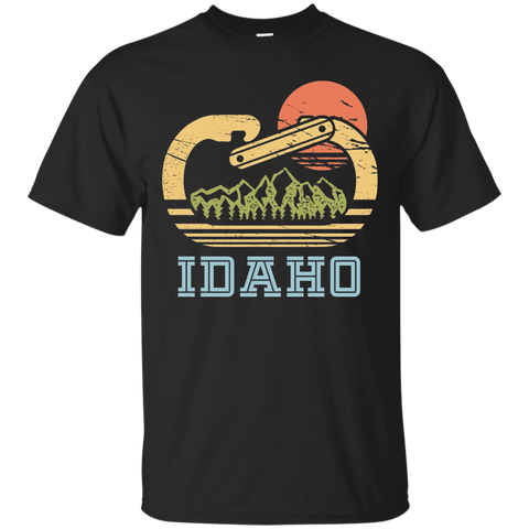 Retro Idaho T Shirt Vintage Mountains Hiking Idaho Tee_Black