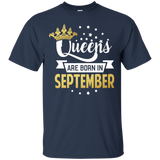 Queens Are Born In September T-shirt Birthday Funny Plus Siz_black