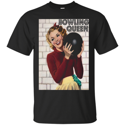 Vintage Retro Womens Bowling T-shirt_Black