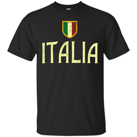 Vintage Italy T-shirt Italian Flag italia Retro Distressed_Black