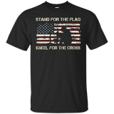 Grunge Stand For The Flag, Kneel For The Cross T Shirt_black