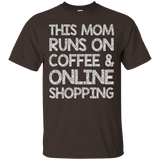 This Mom Runs On Caffeine & Online Shopping Funny T-Shirt_Black